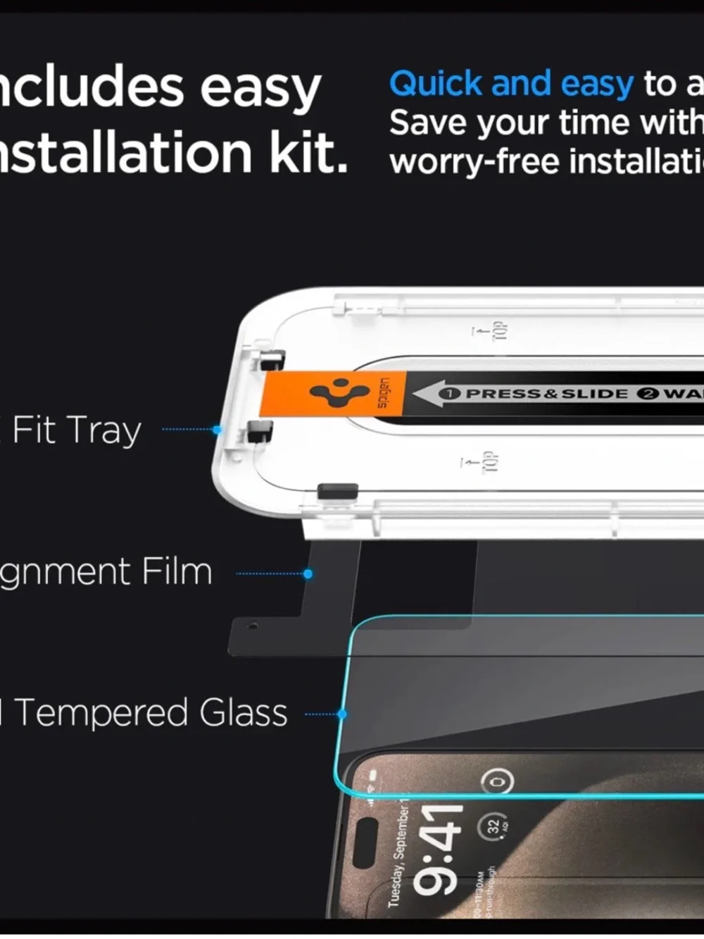 Spigen GLAS.tR EZ Fit | Sensor Protected 2 PACK! iPhone 15 Pro Max- BNIB!